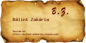 Bálint Zakária névjegykártya